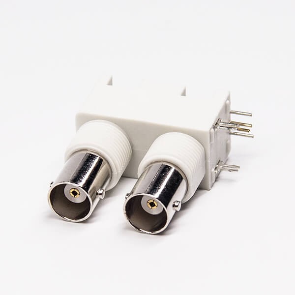 bnc 接口 白色塑膠外殼絕緣 彎式母頭PCB板端