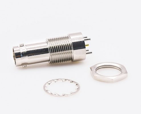 BNC面板連接器母頭直型前鎖穿墻PCB安裝插孔
