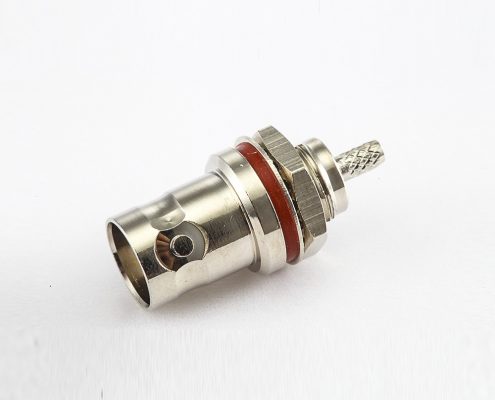 BNC連接器75Ω母頭直型帶螺母壓接用于RG179/1.5C-2V面板安裝后鎖穿墻
