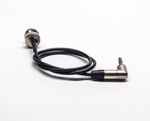 BNC轉(zhuǎn)3.5mm線75ohm BNC直式公頭轉(zhuǎn)紐崔克90度3.5mm接頭接RG174線40CM